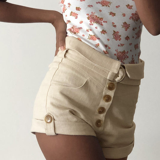 Bag Hip Belt Button Shorts