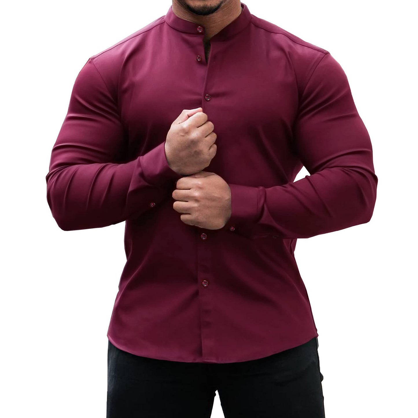 Solid Color Slim Fit Button Down Shirt