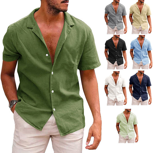 Casual Button Down Shirt Short Sleeve Beach Shirt