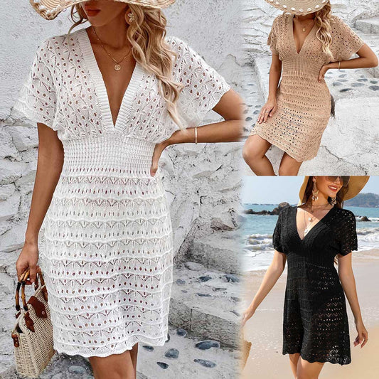 Deep V-neck Beach Dress Wave