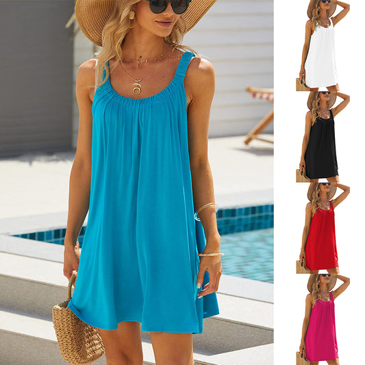 Solid Color Loose Beach Dress Casual